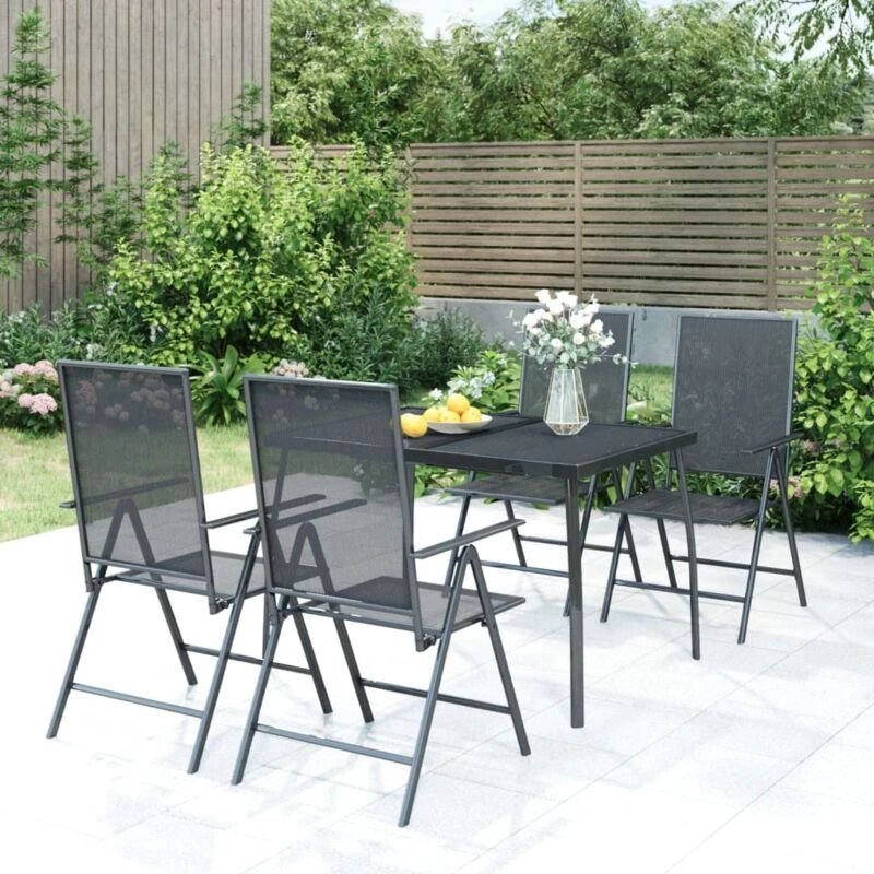Image of VIDAXL 5 Piece Garden Dining Set Anthracite Steel Vidaxl 3187979