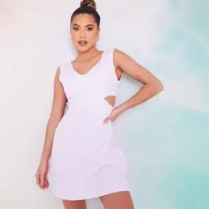 Image of I Saw It First Pinstripe V Neck Cut Out Mini Dress - Pink