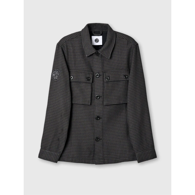 Image of Pretty Green Mens Kilburn Relaxed Fit Overshirt Overshirts Small Black 60037303350