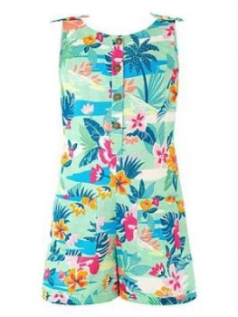 Image of Monsoon Girls S.E.W. Petunia Linen Playsuit - Aqua