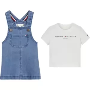 Image of Tommy Hilfiger Baby Girl Dungaree Set - White