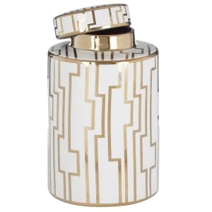 Image of Premier Housewares Ariana Small Ceramic Jar - White/Gold Finish