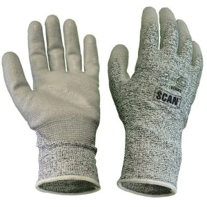 Image of Scan Grey PU Coated Cut 5 Gloves Size 10 Extra Large