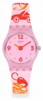 Image of Swatch #CHILLIPASSION Pink Pattern Silicone Strap Pink Watch