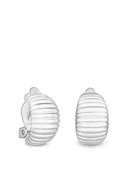 Image of Jon Richard Silver Plated Chunky Ribbed Hoop Clip Earrings