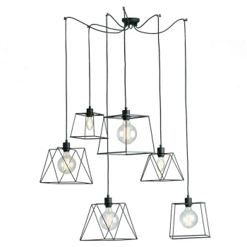 Image of Fan Europe Lighting - Fan Europe BROOKLYN 6 Light Cluster Pendant Ceiling Light Black 250cm