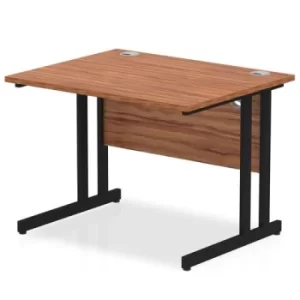 Image of Impulse 1000 x 800mm Straight Desk Walnut Top Black Cantilever Leg