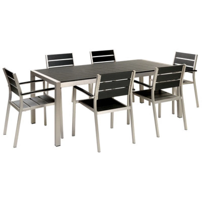 Image of Beliani Garden Dining Set 6 Seater Vernio Black/ Silver