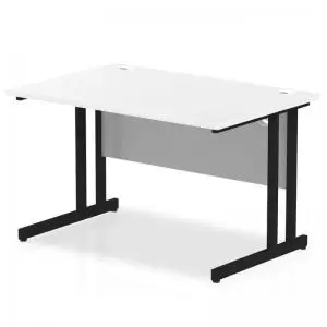Image of Impulse 1200 x 800mm Straight Desk White Top Black Cantilever Leg
