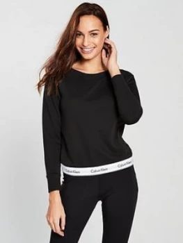 Image of Calvin Klein Modern Cotton Lounge Sweater - Black, Size S, Women