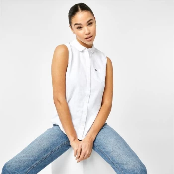 Image of Jack Wills Averton Sleeveless Oxford Shirt - White