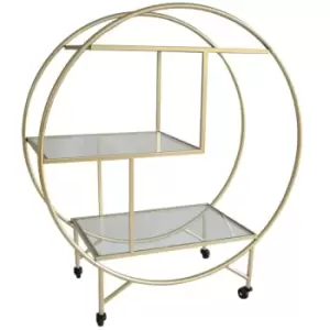 Image of Bar Cart Serving Trolley Halo Drinks Table On Wheels Gold Storage - Gold