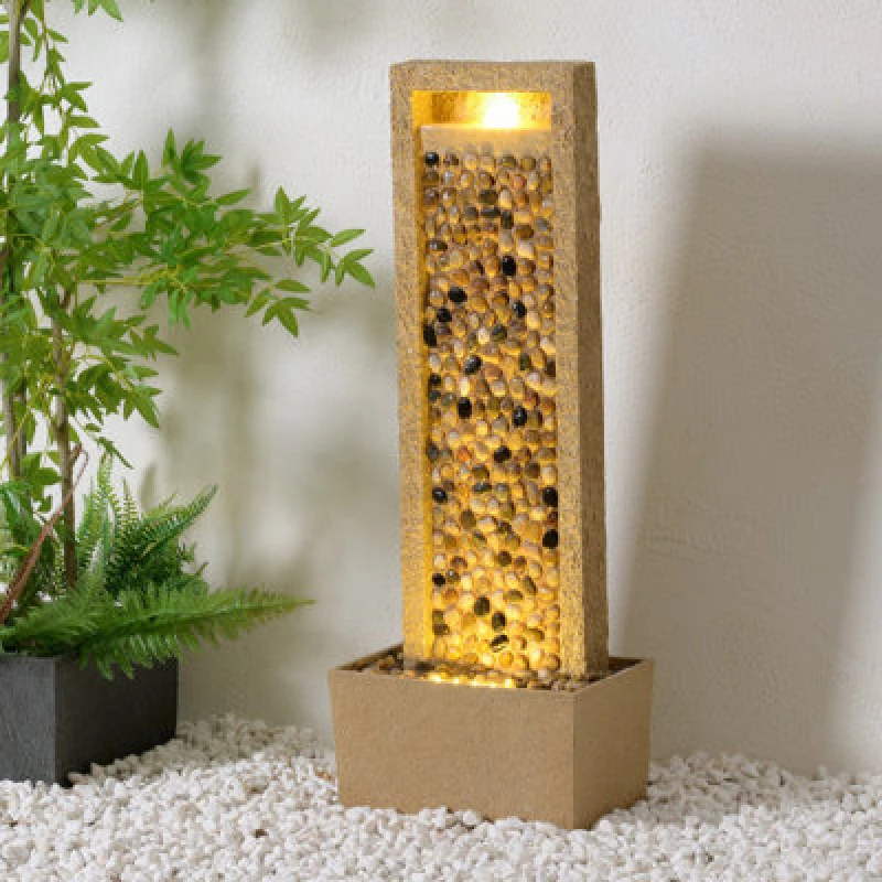 Image of Teamson Home Outdoor 36'' River Rock Water Fountain, Brown, Brown FT0625BRR-UK