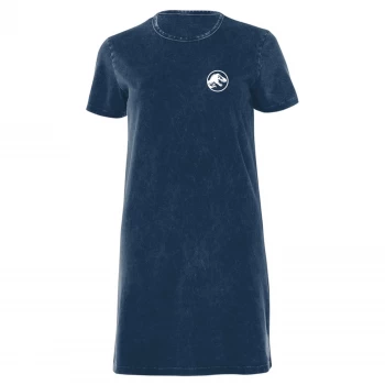Image of Jurassic Park White Womens T-Shirt Dress - Navy Acid Wash - XXL - Navy Acid Wash