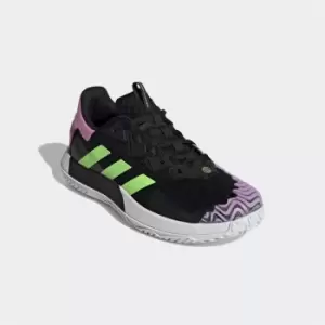 Image of adidas SoleMatch Control Tennis Shoes Mens - Core Black / Signal Green / Pu