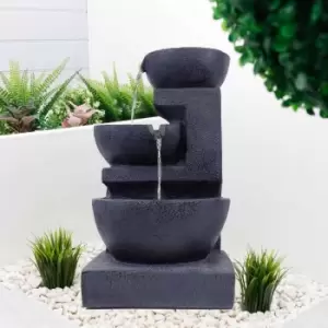 Image of Streetwize Solar Powered Cascading Water Feature Black Ceramic