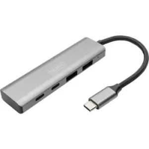 Image of Digitus DA-70245 4 ports USB 3.1 hub (1st Gen) Aluminium casing Dark grey