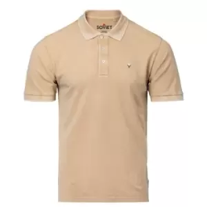 Image of Soviet Garment Dyed Polo Shirt Mens - Beige