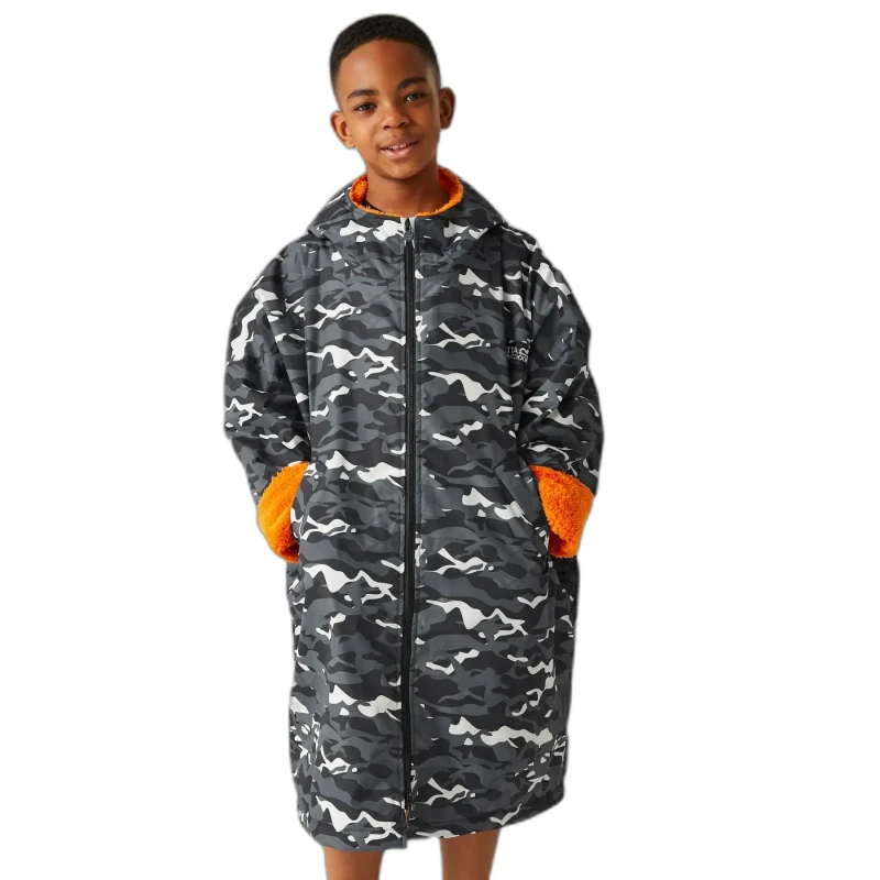 Image of Regatta Unisex Kids Fleece Lined Oversized Fit Waterproof Robe Waterproof Robes 3-5Y Black 60386240145