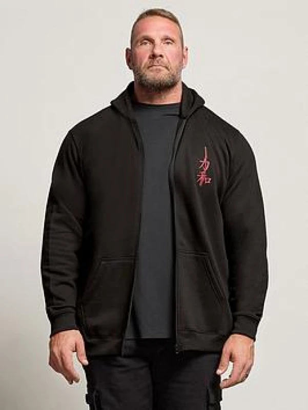 Image of BadRhino BadRhino Men Graphic Zip Through Hoodie in Black Size: 3X-Large Black XXXL Male 5063589387981