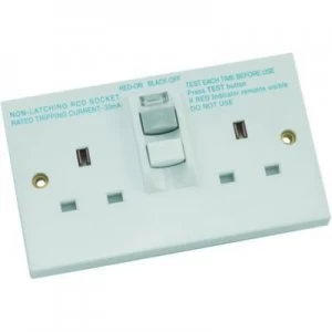 Image of Wickes 13A Twin RCD Switched Socket - White