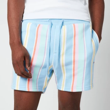Image of Tommy Jeans Mens Stripe Sweatshorts - Light Powdery Blue Multi - M
