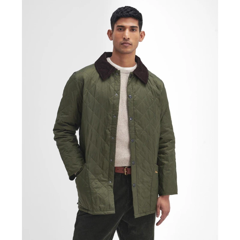 Image of Barbour Mens Heritage Liddesdale Diamond Quilted Long Sleeve Quilted Jacket Green OL71 male 3XL