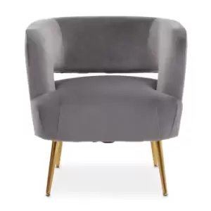 Image of Interiors by PH Boutique Grey Velvet Accent Chair