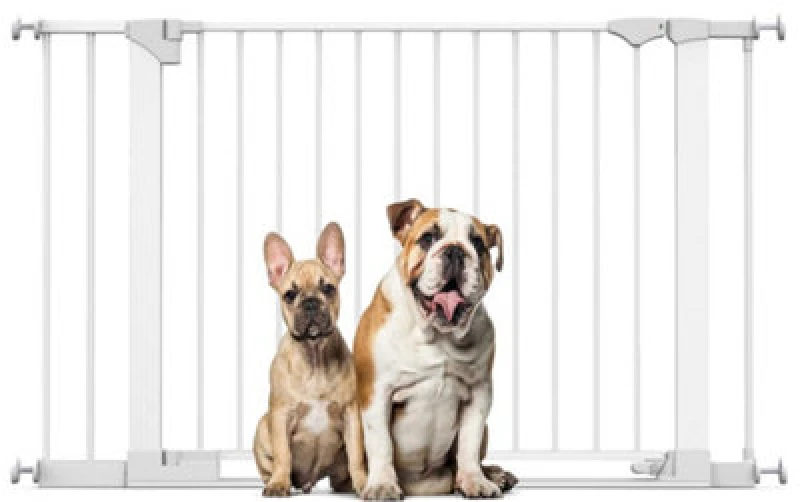 Image of Bettacare Safestep Dog Gate, White, 117Cm - 124Cm, Extra Low Walkthough, 81Cm Extra Wide Doorway, Extra Wide Pet Gate