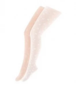 Image of Monsoon Girls 2 Pack Lacey Flower Tights - Multi
