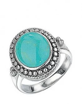 Image of The Love Silver Collection Sterling Silver Turquoise Oval Ring