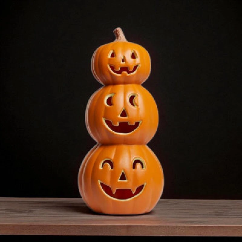 Image of 3 Tier LED Light Up Spooky Pumpkin