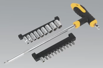 Image of Sealey S01071 T-Handle Socket & Bit Set 21pc 1/4"Sq Drive