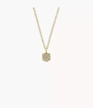 Image of Fossil Women Heritage Crest Gold-Tone Stainless Steel Chain Necklace
