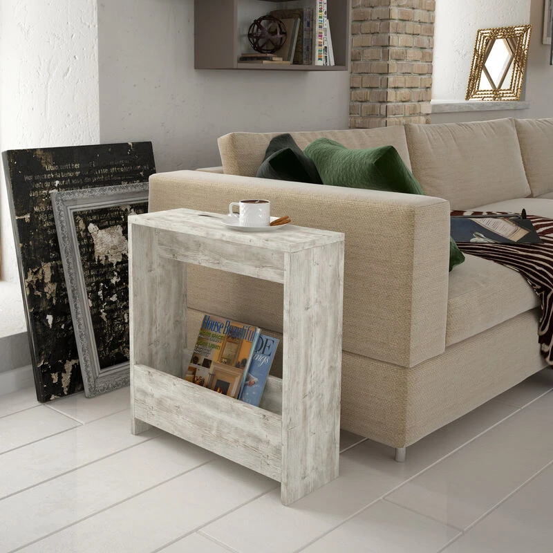 Image of DECORTIE Decortie - Simpi Modern Side End Table Ancient White Multipurpose With Creativeness h 60cm 2 Tier - White M.SH.13191.3