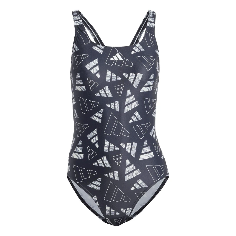 Image of adidas 3 Bar Logo Graphic Swimsuit Womens - Black XS