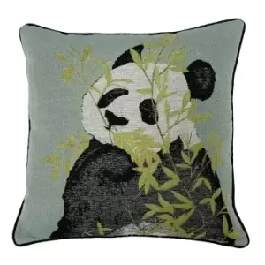 Image of Pandas Jacquard Cushion Green / 45 x 45cm / Polyester Filled