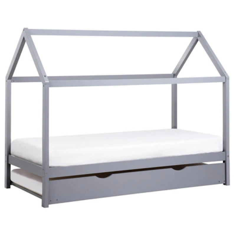 Image of Beliani Kids Trundle Bed Pine Wood Crillon 90 X 200 Cm (Eu Single) Grey