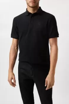 Image of Mens Black Pique Polo Shirt