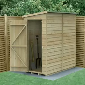 Image of 6' x 3' Forest Beckwood 25yr Guarantee Shiplap Windowless Pent Wooden Shed - Natural Timber