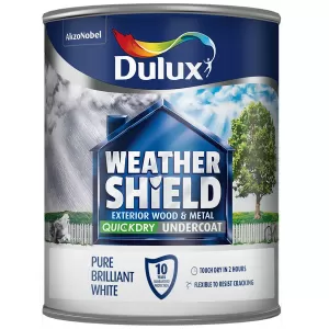 Image of Dulux Weathershield Exterior Quick Dry Pure Brilliant White Undercoat 750ml