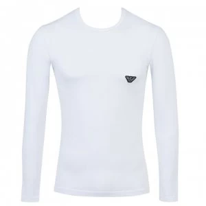 Image of Emporio Armani Shiny Logo Band Long Sleeve T-Shirt White Size L Men
