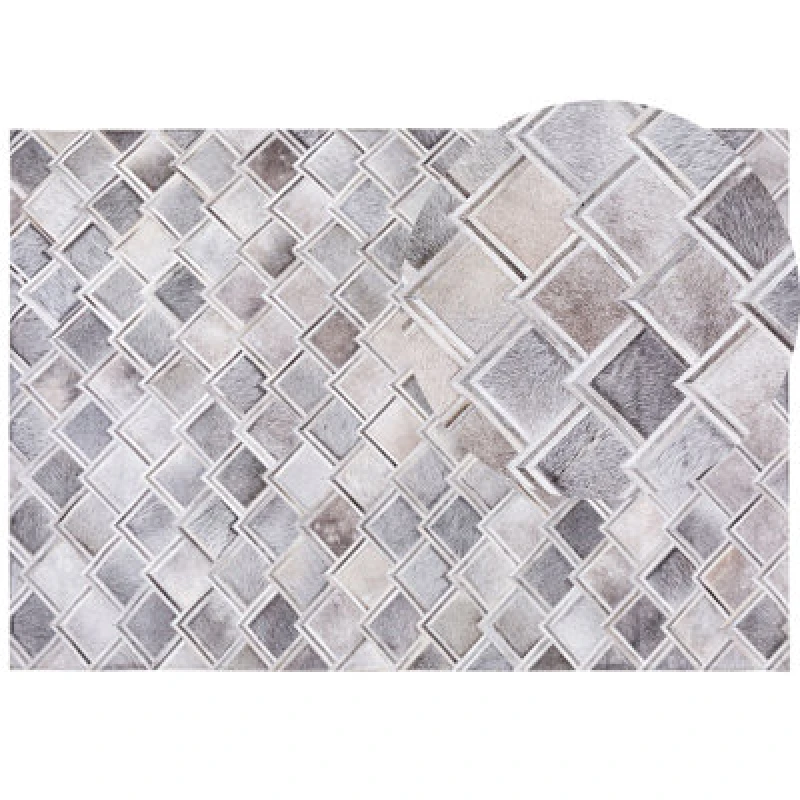 Image of Beliani Rug Agacli Grey 160 X 230 Cm Leather
