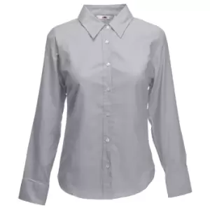 Image of Fruit Of The Loom Ladies Lady-Fit Long Sleeve Oxford Shirt (M) (Oxford Grey)