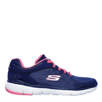 Image of Skechers Flex Appeal 3 Trainers Ladies - Navy/Pink
