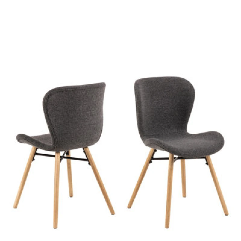 Image of Furniture To Go Batilda Dining Chairs With Grey Fabric And Oak Set Of 2