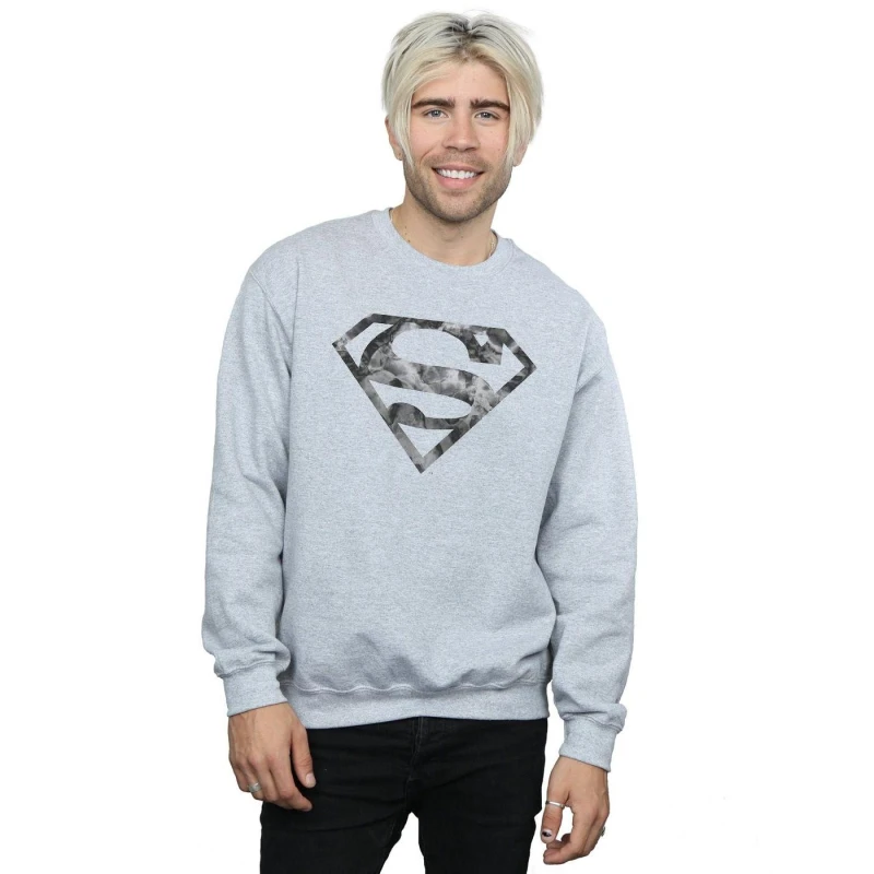 Image of Superman Marble Effect Logo Sweatshirt Grey