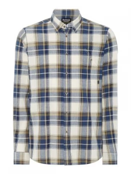 Image of Mens Barbour Windowpane Check Shirt Ecru