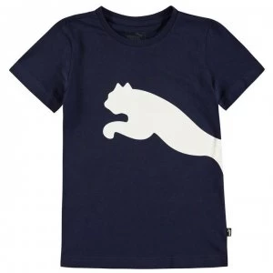 Image of Puma Big Cat QT T Shirt Junior Boys - Navy