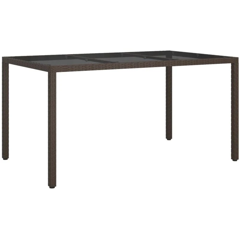Image of VIDAXL Garden Table 150x90x75cm Tempered Glass and Poly Rattan Brown Vidaxl 8720286666401